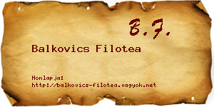 Balkovics Filotea névjegykártya